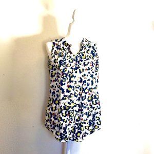 CAbi Sleeveless Blouse with Ruffle at Collar, Size S